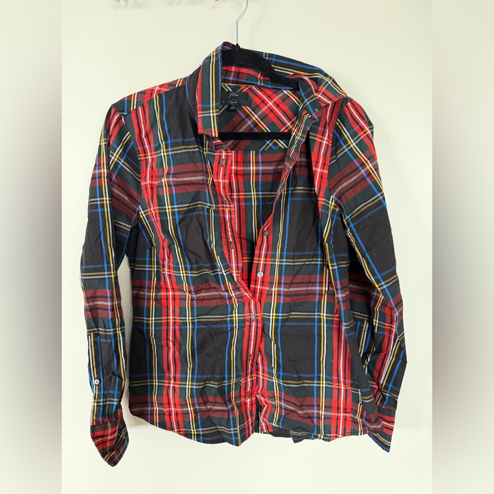 Woman’s J crew Plaid Shirt - Red and Black